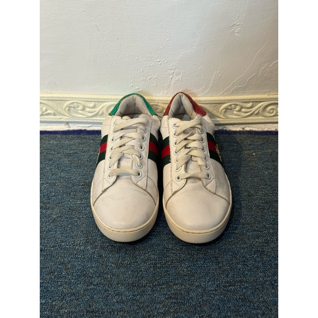 Sepatu GUCCI Men’s Ace Sneakers White Leather original made in 1T4L14