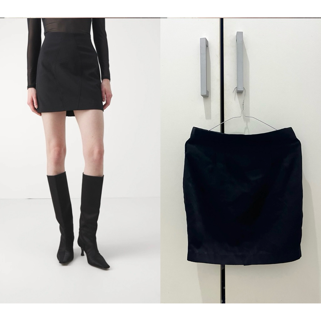 PL new Black mini skirt formal rok pendek span slit hitam y2k sexy gothic