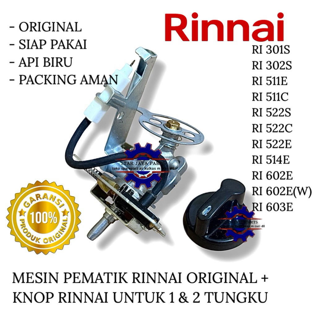 Pematik Kompor Gas Rinnai Original + Knop Rinnai Model Singel 1 Tungku / 2 Tungku