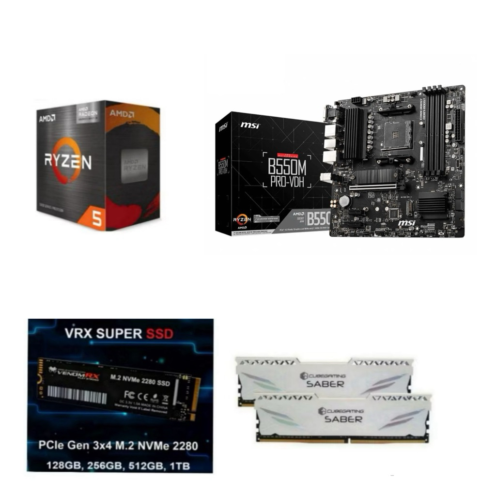 Paket Processor Gaming AMD RYZEN 5 5600 / 5600GT RAM DDR4 16GB NVME B550