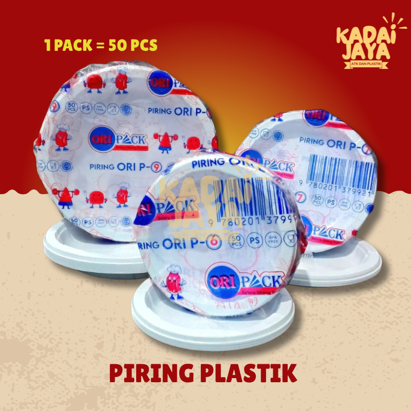 Piring Plastik Tebal Putih Cemerlang P6 uk 6 kecil / P7 uk 7 sedang / P9 uk 9 Besar u Makan Per Pack