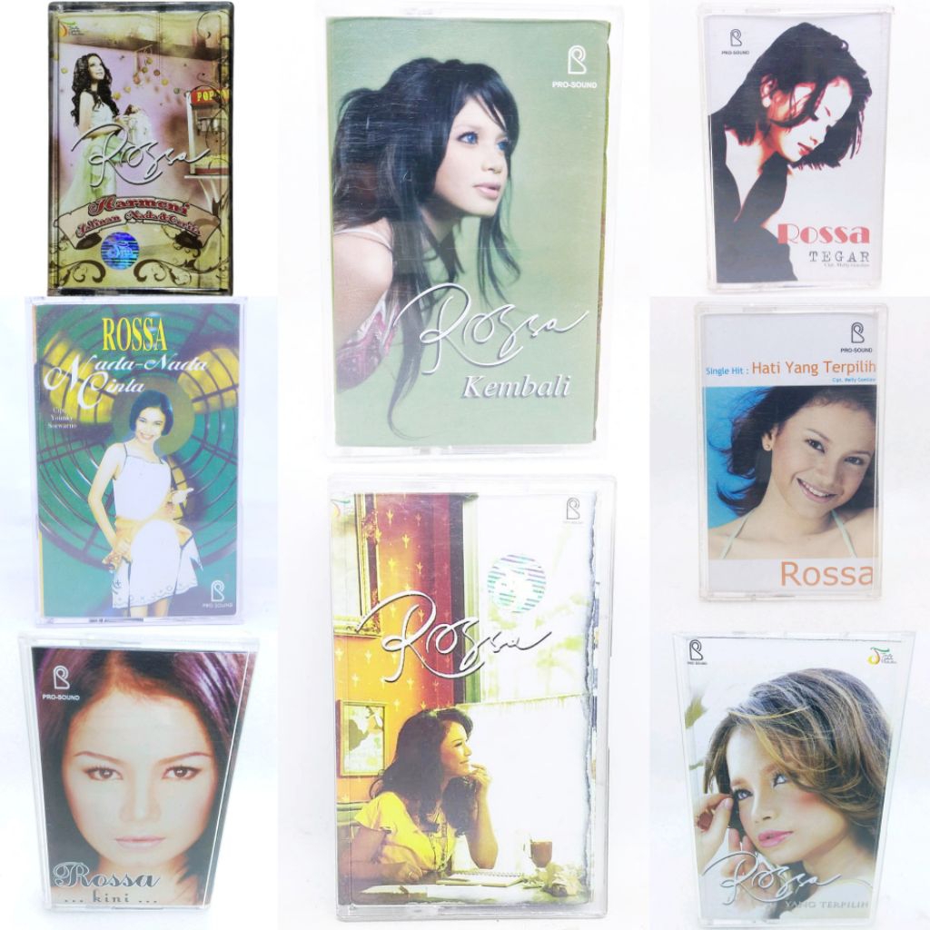 Kaset pita Rossa - kembali - kini - tegar - yang terpilih - nada-nada cinta - self titled - hati yan