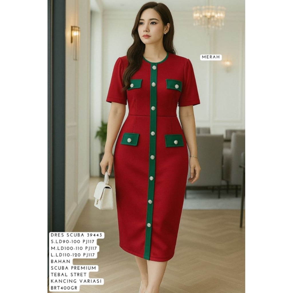 001 MER M FER 39443 DRESS SCUBA EDISI NATAL / READY / REALPICT