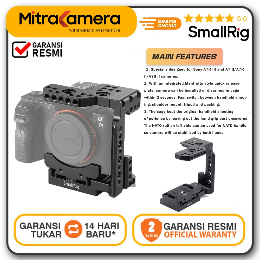 SmallRig QR Half Cage for Sony A7R III/A7 III/A7 II/A7R II/A7S II 2098 Garansi Resmi