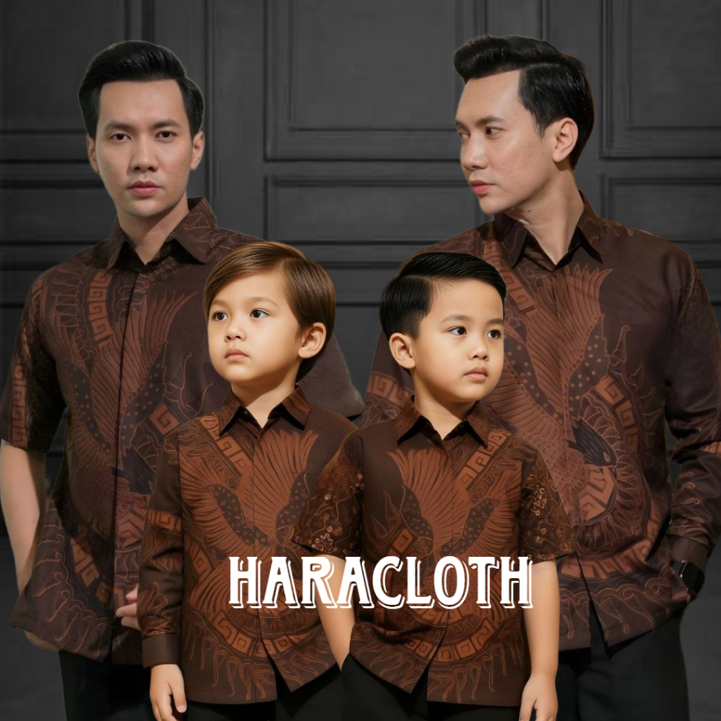 Kemeja Batik Pria Anak Mahogany Brown Adem Nyaman