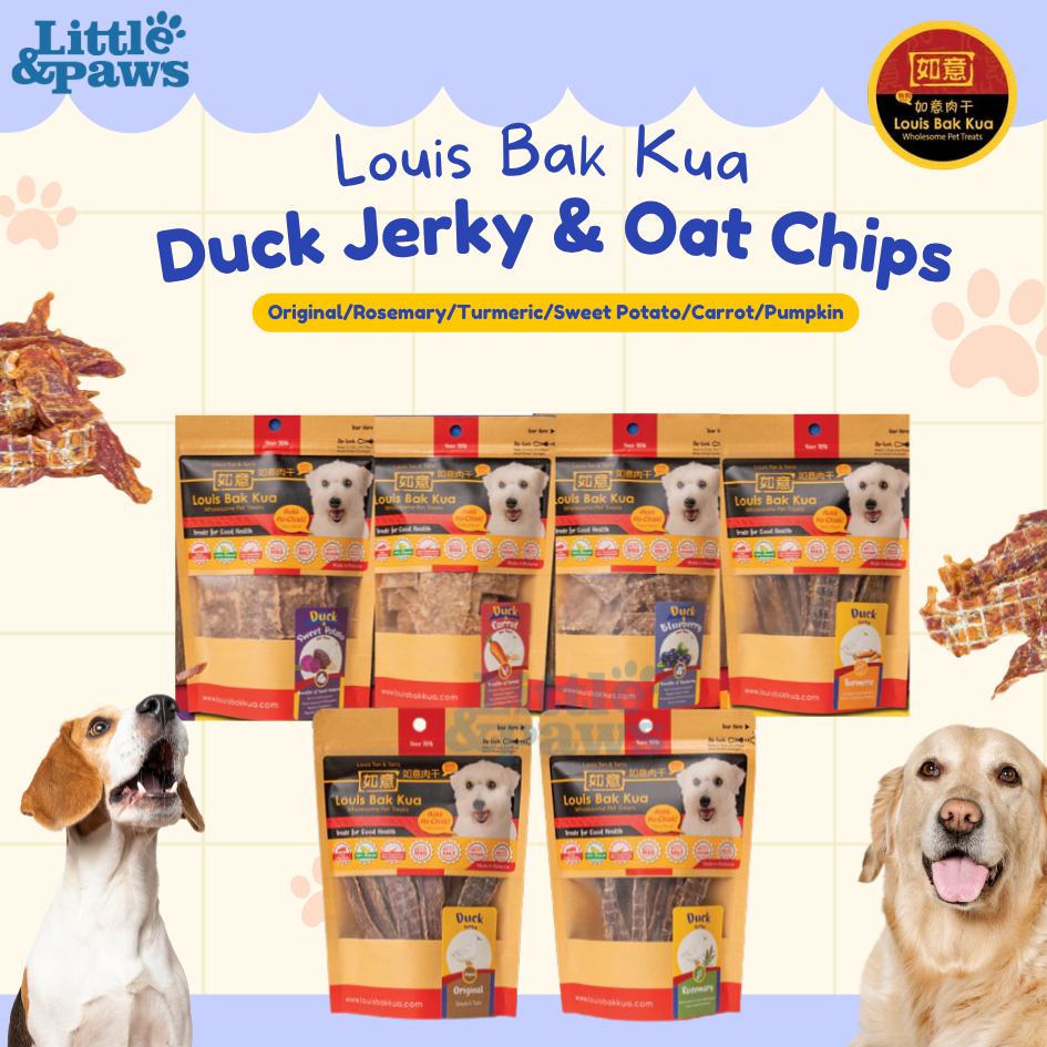 Louis Bak Kua Duck Jerky & Oat Chips Snack Malaysia Dog Healthy Pet Treats Vegetables Dog Cemilan An