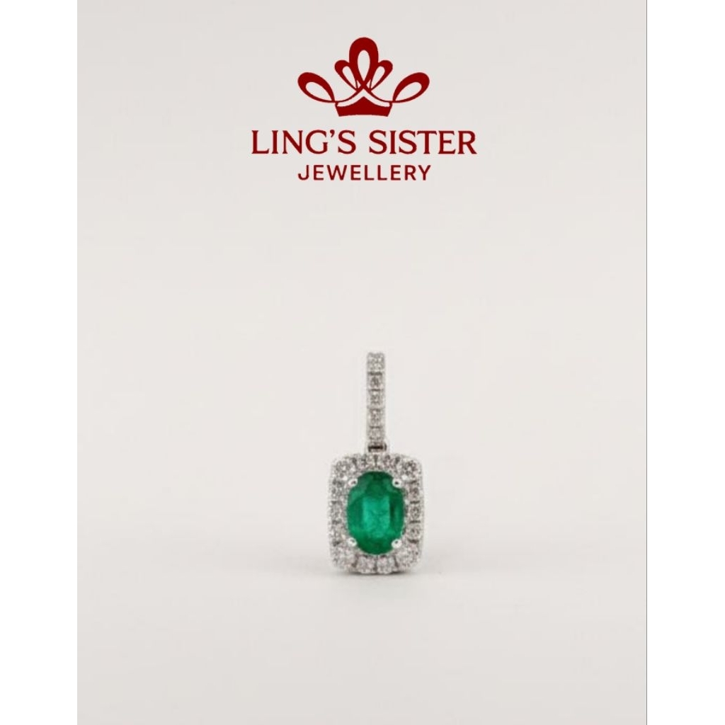 Liontin Emerald Berlian 18k