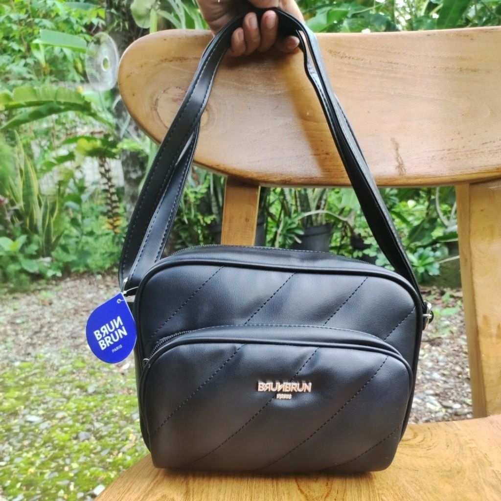 Fullie Neo Bag Black Brunbrun Paris Tas selempang besar elegan