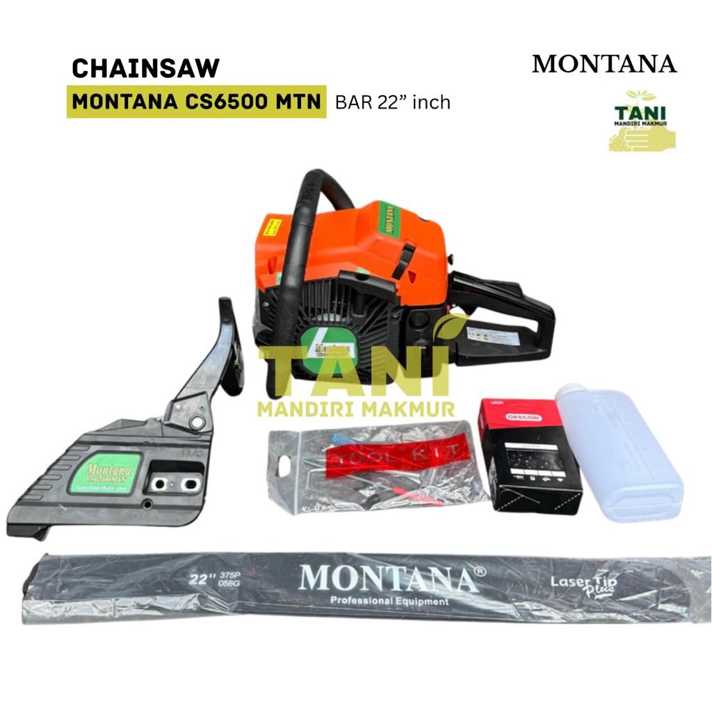 MONTANA CS6500MTN MESIN CHAINSAW BAR 22 INCH SENSO GERGAJI POTONG KAYU 22" INCHI 2 TAK CS 6500 MTN