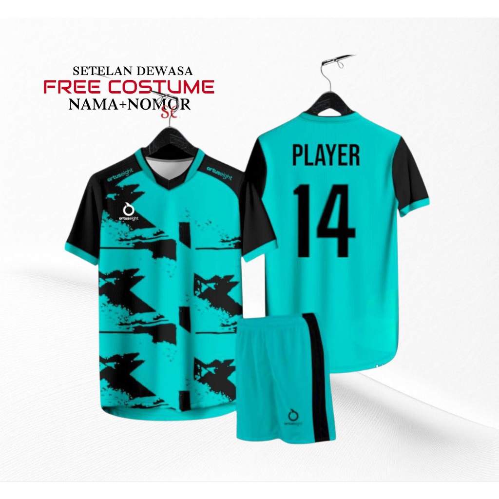 1 Set Jersey Costume Nama Nomor Baju Bola/Futsal Dewasa pria Wanita Menyerap Keringat