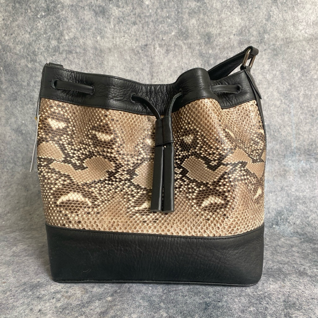AA LEATHER Tas serut kulit kombinasi ular dan sapi