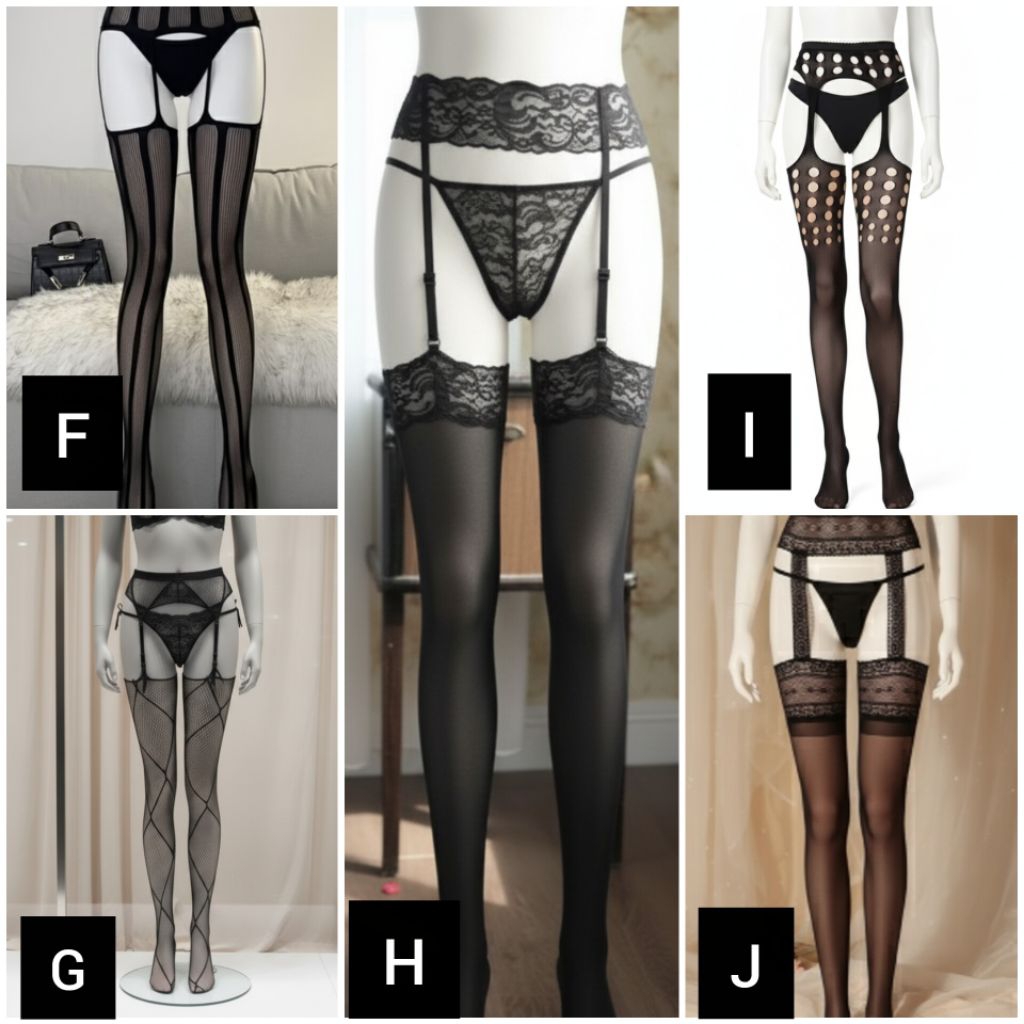 Stocking Plus Garter Belt Sexy Set Lingerie Jaring Renda Part 2