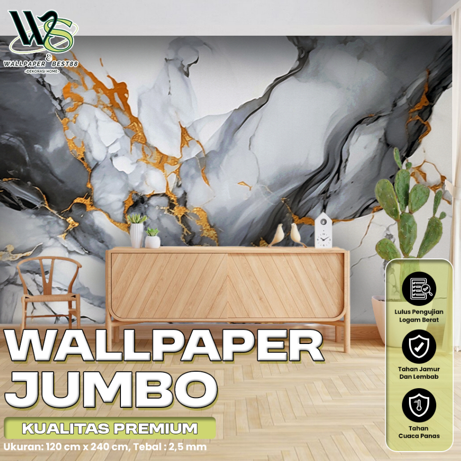 BEST WALLPAPER DINDING VINYL UK 1.2 X 2.4M / WALLPAPER VINYL MOTIF MARBEL JUMBO WALLPAPER DINDING