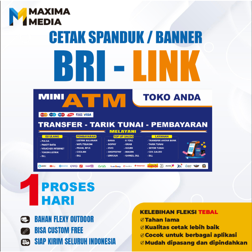 BRILINK - CETAK SPANDUK BANNER BRILINK - MINI ATAM - ATM MINI - FREE DESAIN