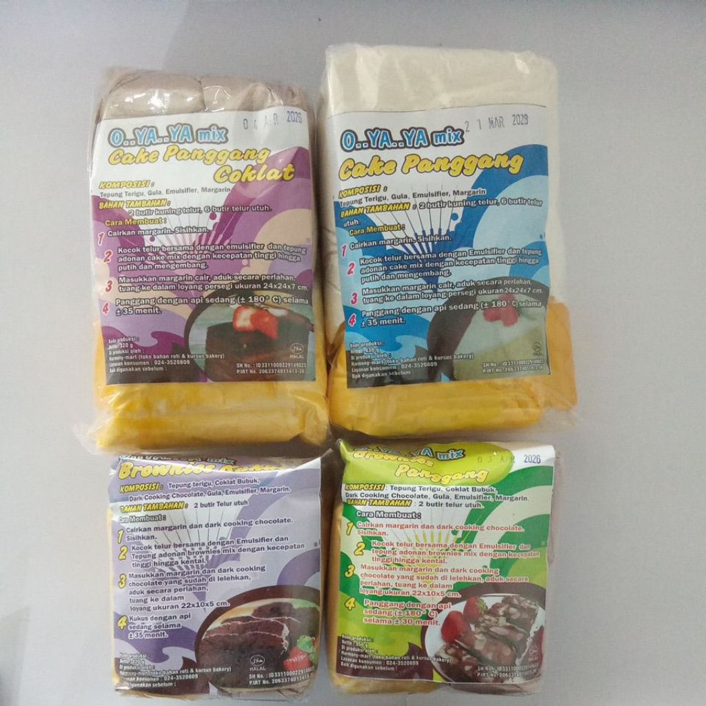 Oyaya Mix Bahan Kue Instan Cake Panggang Coklat 320gr, Cake Panggang 430gr, Brownis Kukus 320gr, Bro