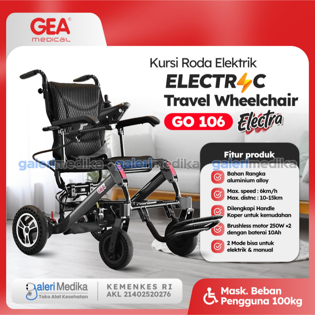 GEA Electric Wheelchair GO 106 - Kursi Roda Elektrik GEA GO 106 / Kursi Roda Elektrik