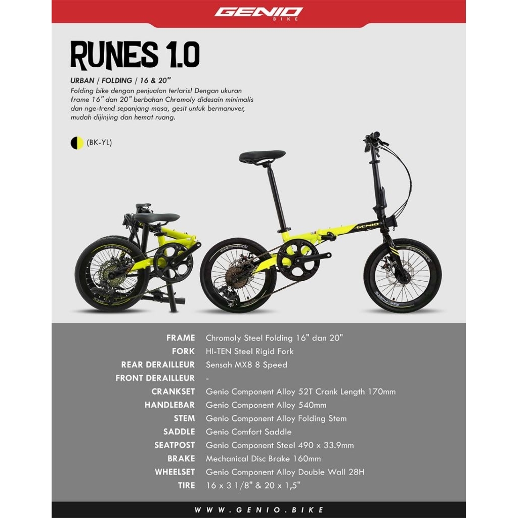SEPEDA LIPAT 20" GENIO RUNES 1.0