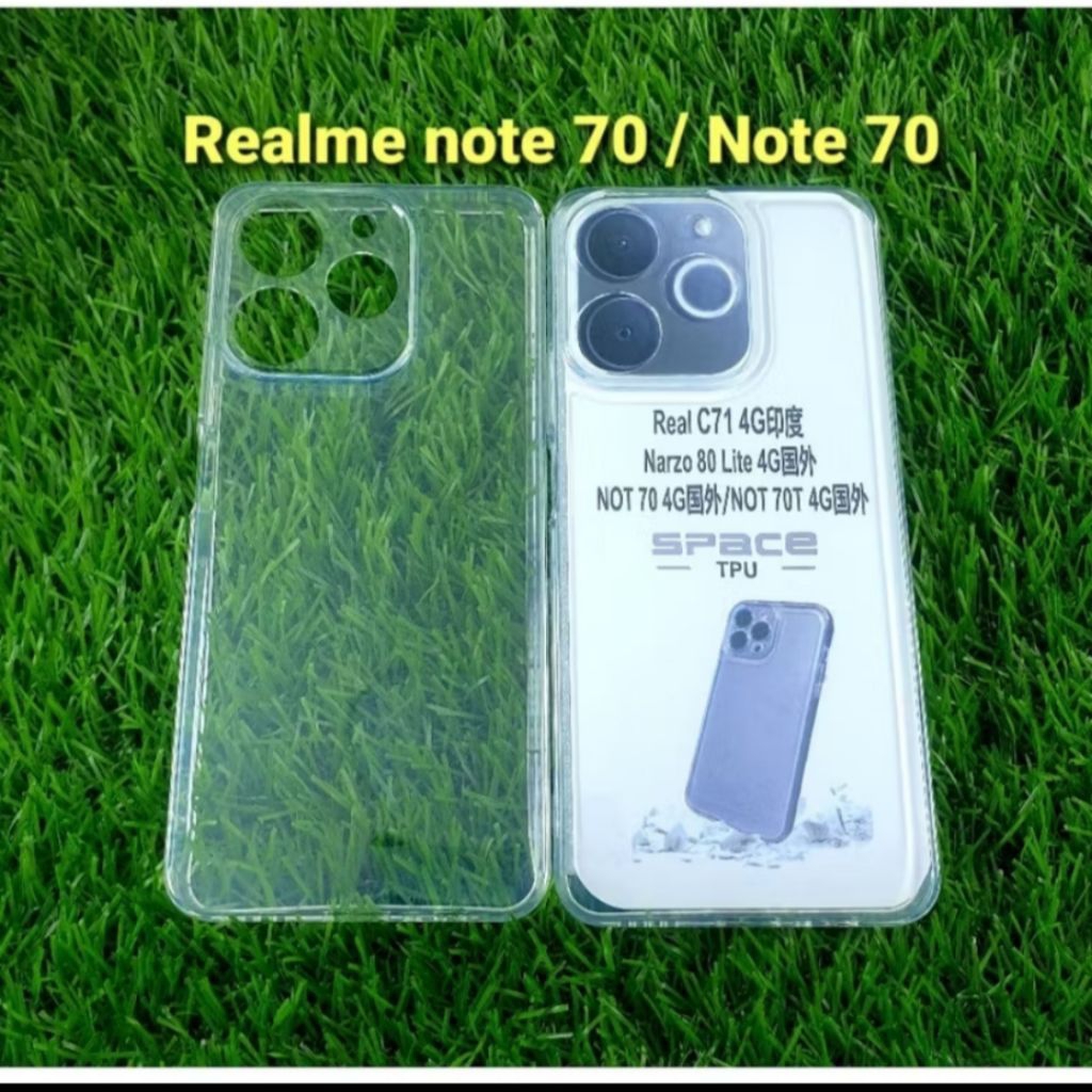 Softcase Realme Note 70 Not 70t Case Clear Space Bening Hitam Transparan Protect Camera Casing