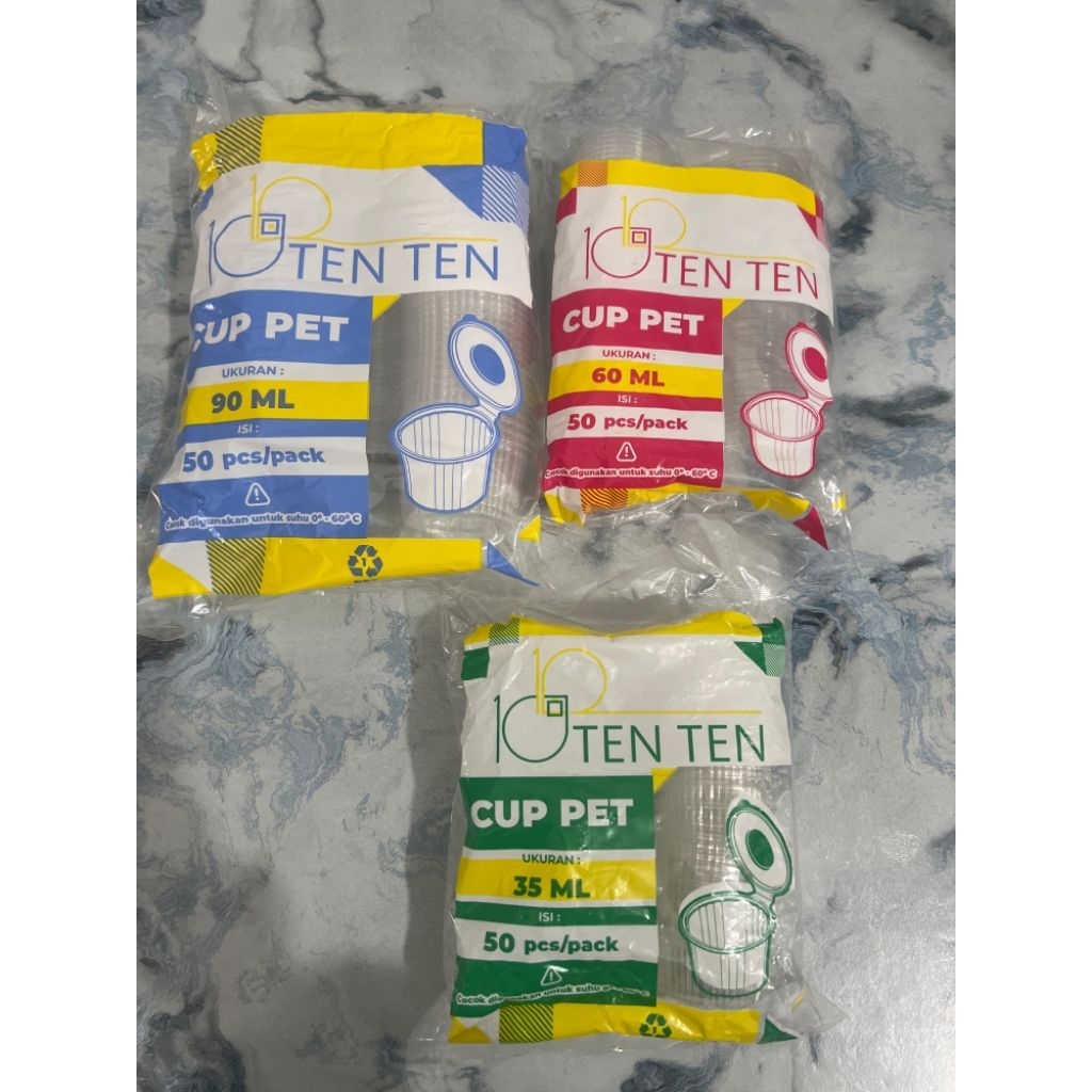 [50pcs] cup mika ten ten sauce sambal 35ml, 60ml, 90ml, cup saus, gelas puding jelly, cup agar agar 