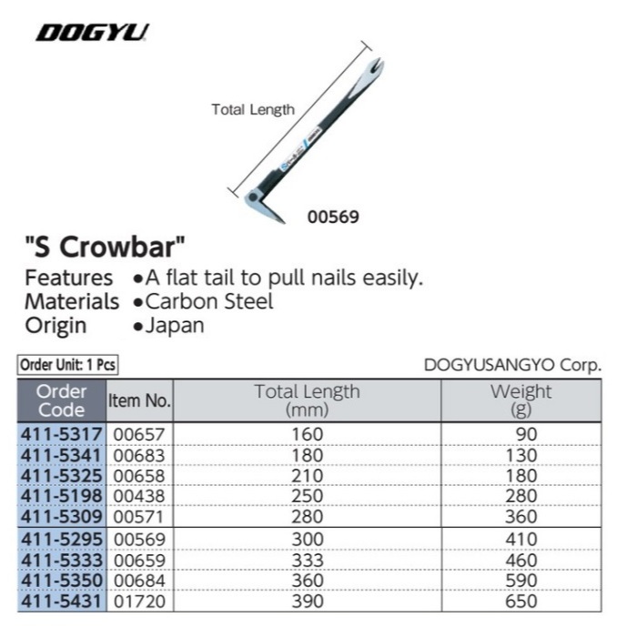 DOGYU S Crow Bar 180mm 00683