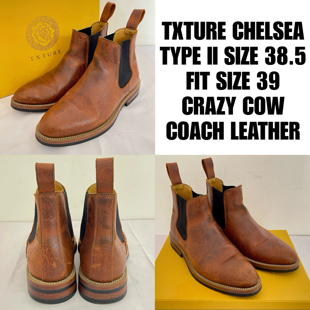 Size 38.5 Vibram | Txture Chelsea Type II - Sepatu Boots Pria Kulit Fullset Formal Dress Shoes