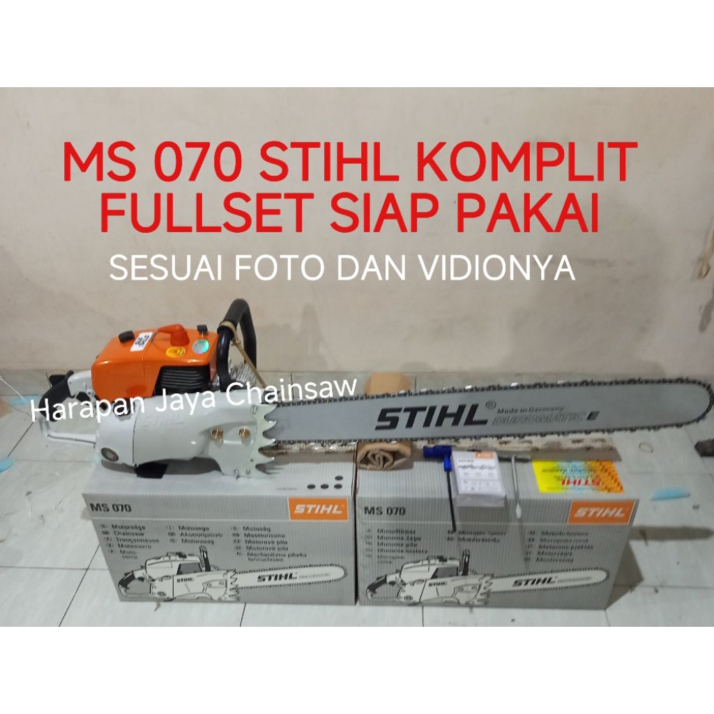 Termurah Mesin Chainsaw Stihl MS 070 Komplit Berikut Bar Laser 36 Inch dan Rantai Siap Pakai.Mesin S