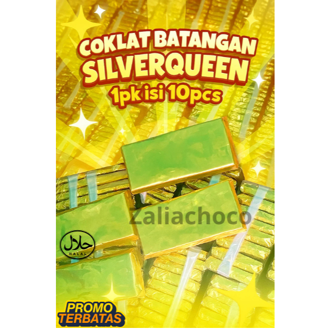 coklat silverqueen batangan isi 10pcs berat 100gram/ pcs cokelat kiloan mix milk delfi isi kacang me