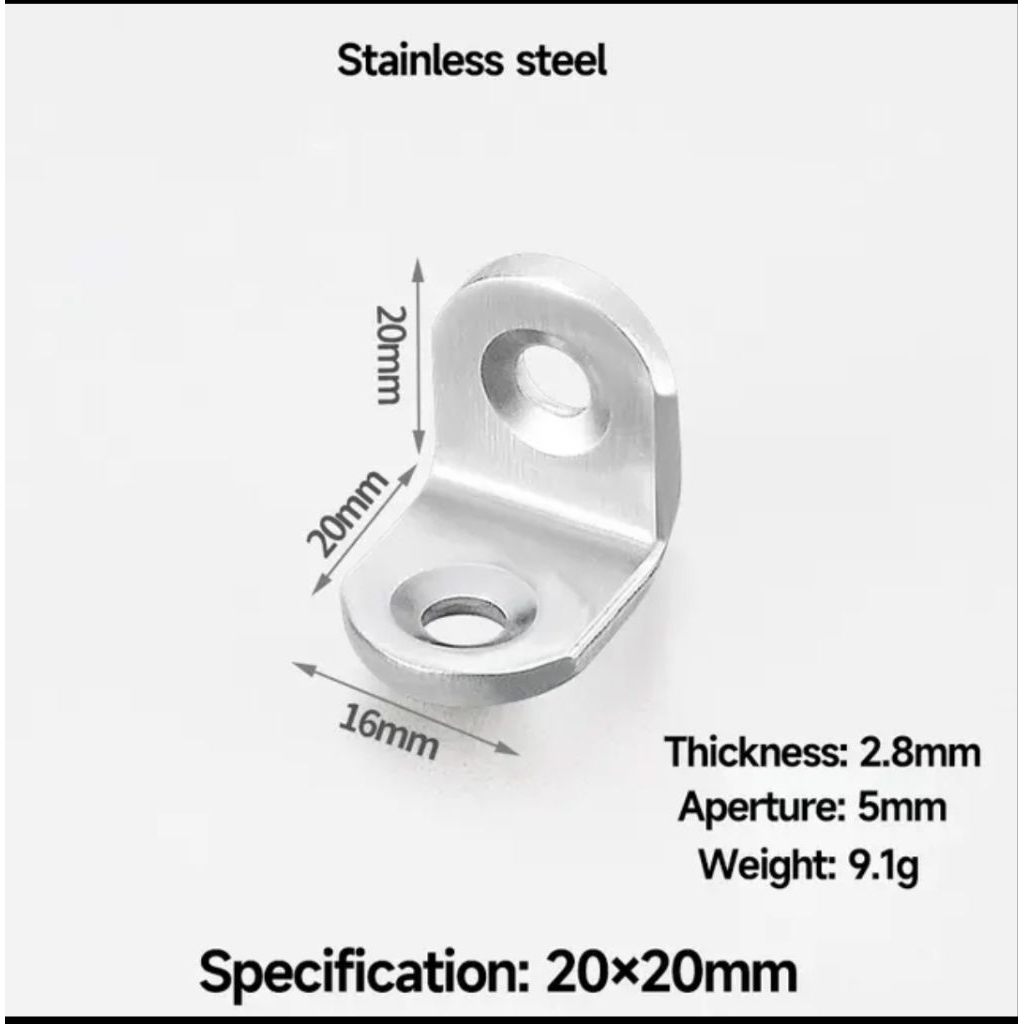 PLAT SIKU L Rak STAINLESS Plat Siku L Bracket Siku Penyangga Rak Dinding Siku Ambalan