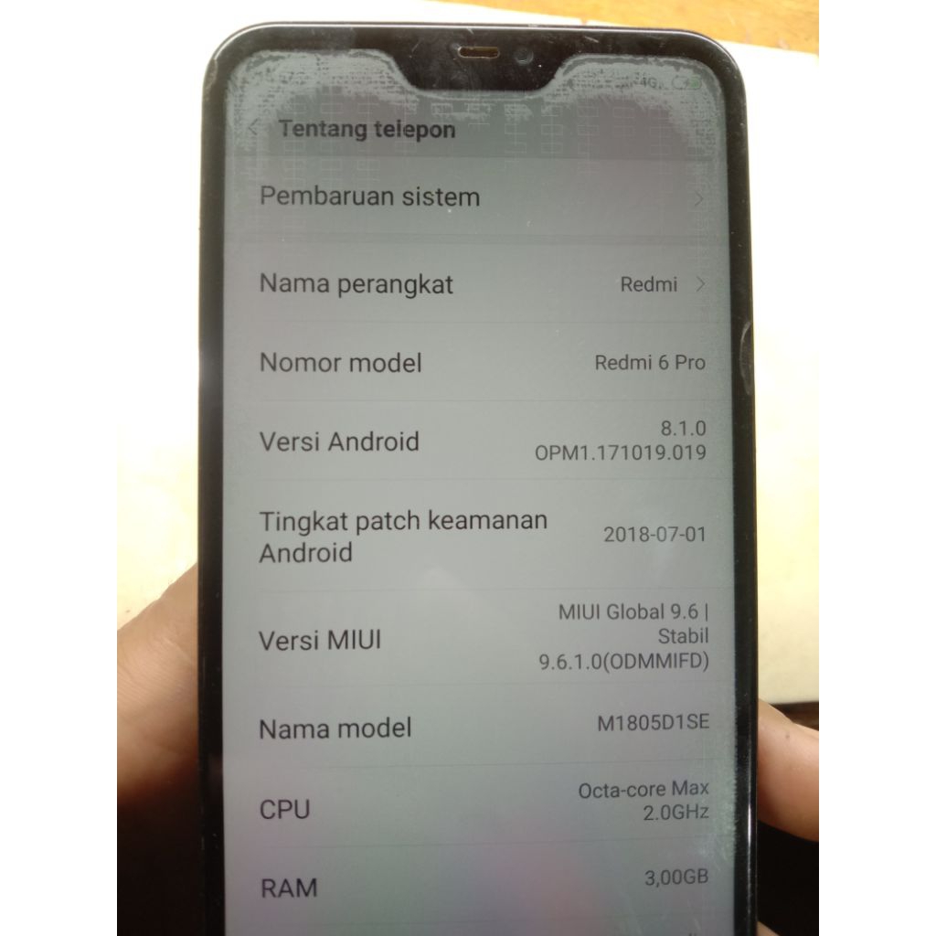 Mesin Xiomi Redmi 6 pro normal