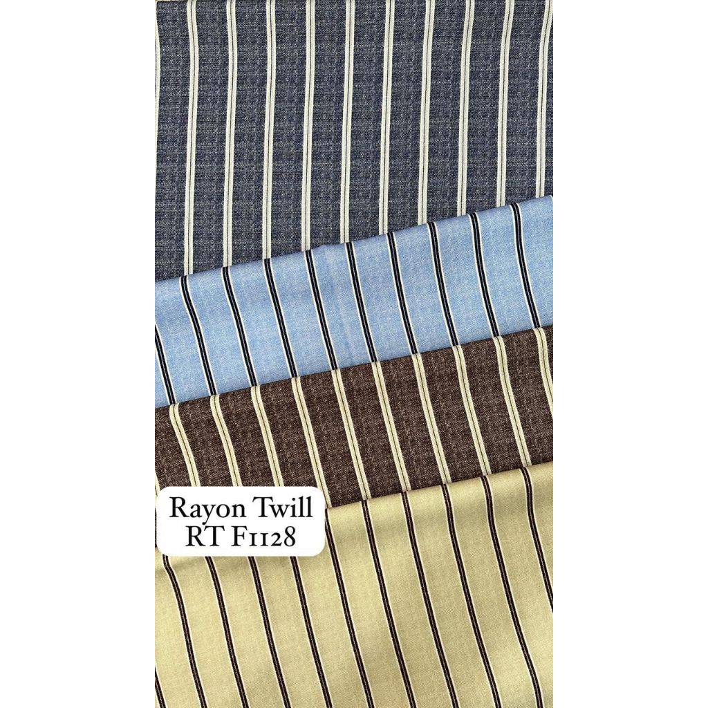 Kain Katun Rayon Twill Motif Salur Premium (0,5 Meter)