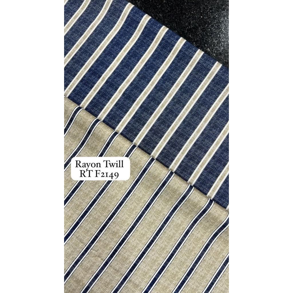Kain Katun Rayon Twill Motif Salur Premium (0,5 Meter)