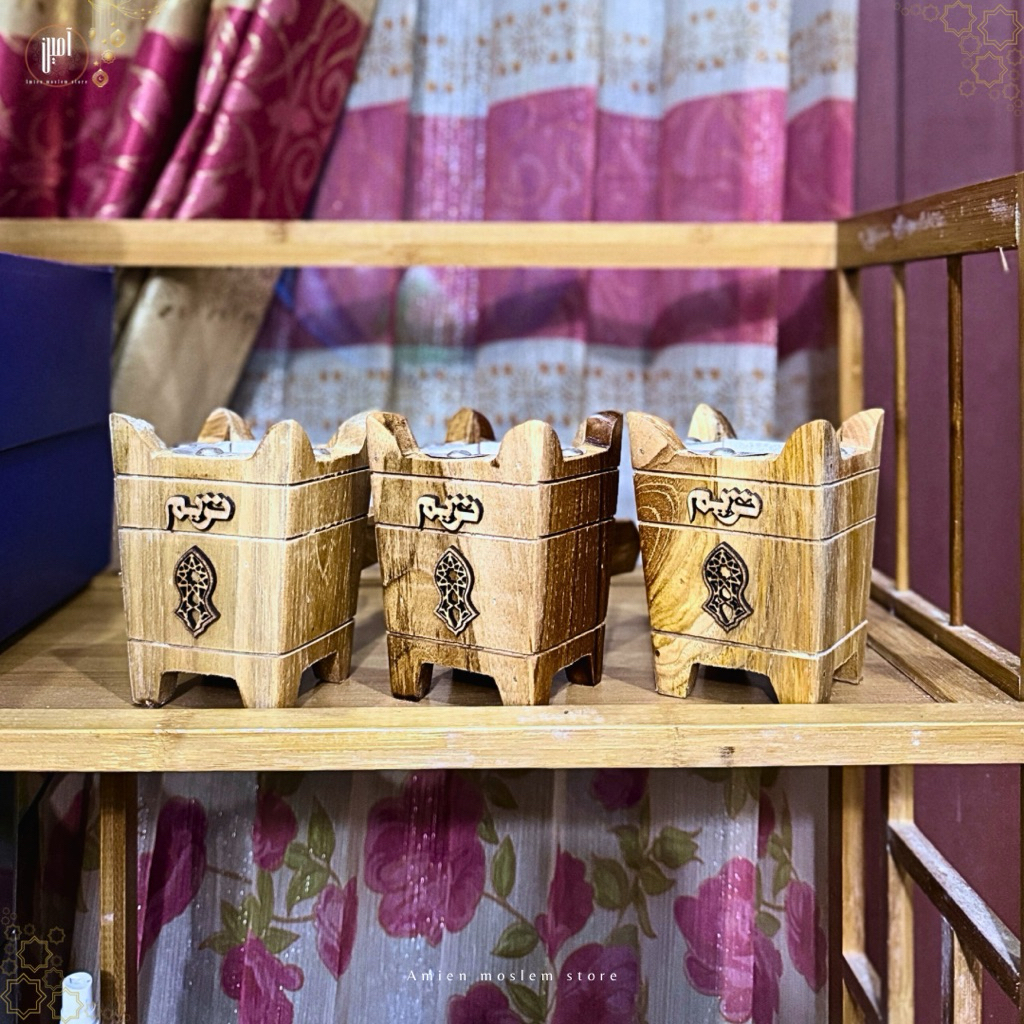 TEMPET/WADAH BAKARAN BUKHUR KAYU JATI PRAPEN TEMPAT MEMBAKAR BUKHUR