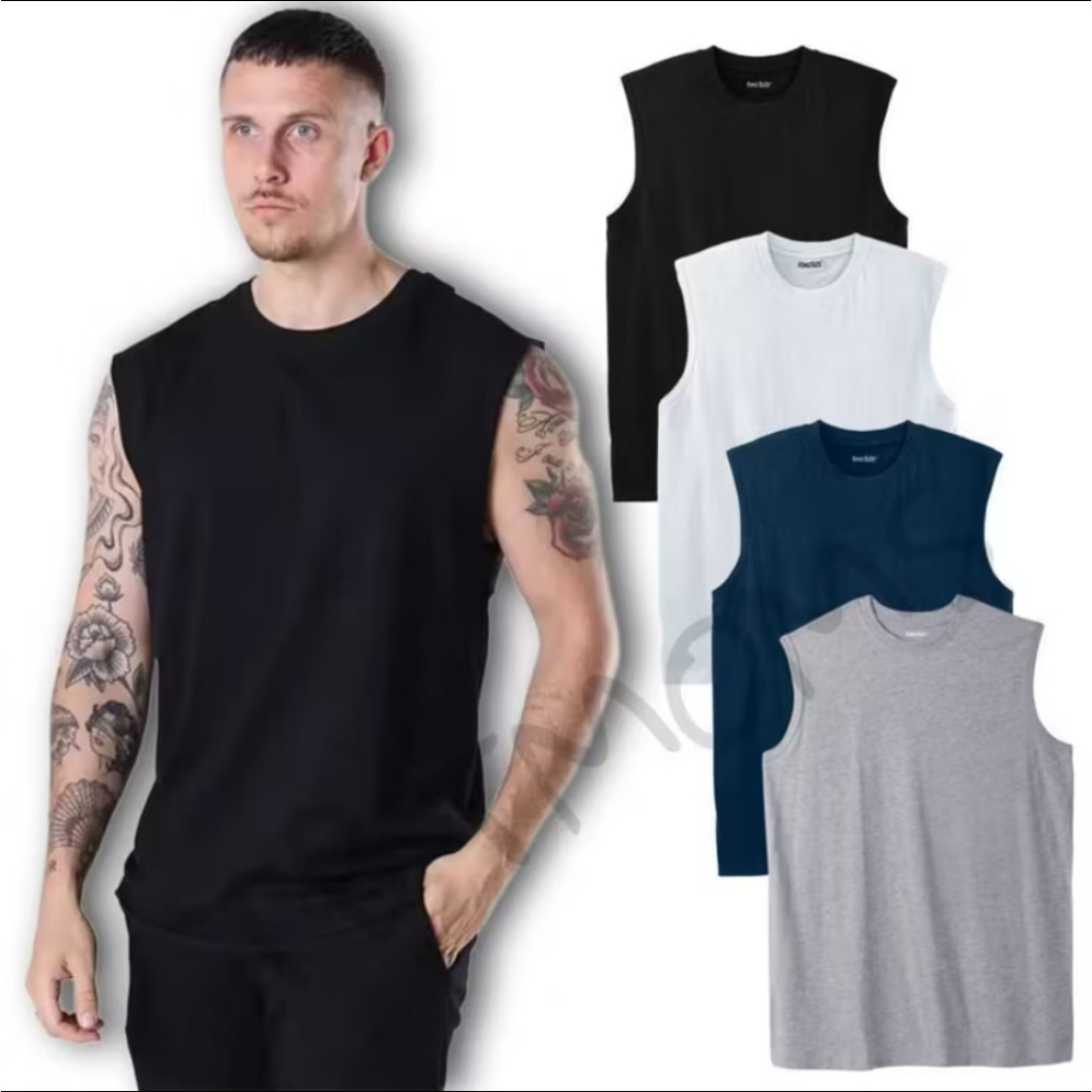 (PAKET 4 pcs) Kaos Polos Jumbo Pria  LEKBONG Slim Vit - Tanktop Pria Terbaru - kaos LEKBONG