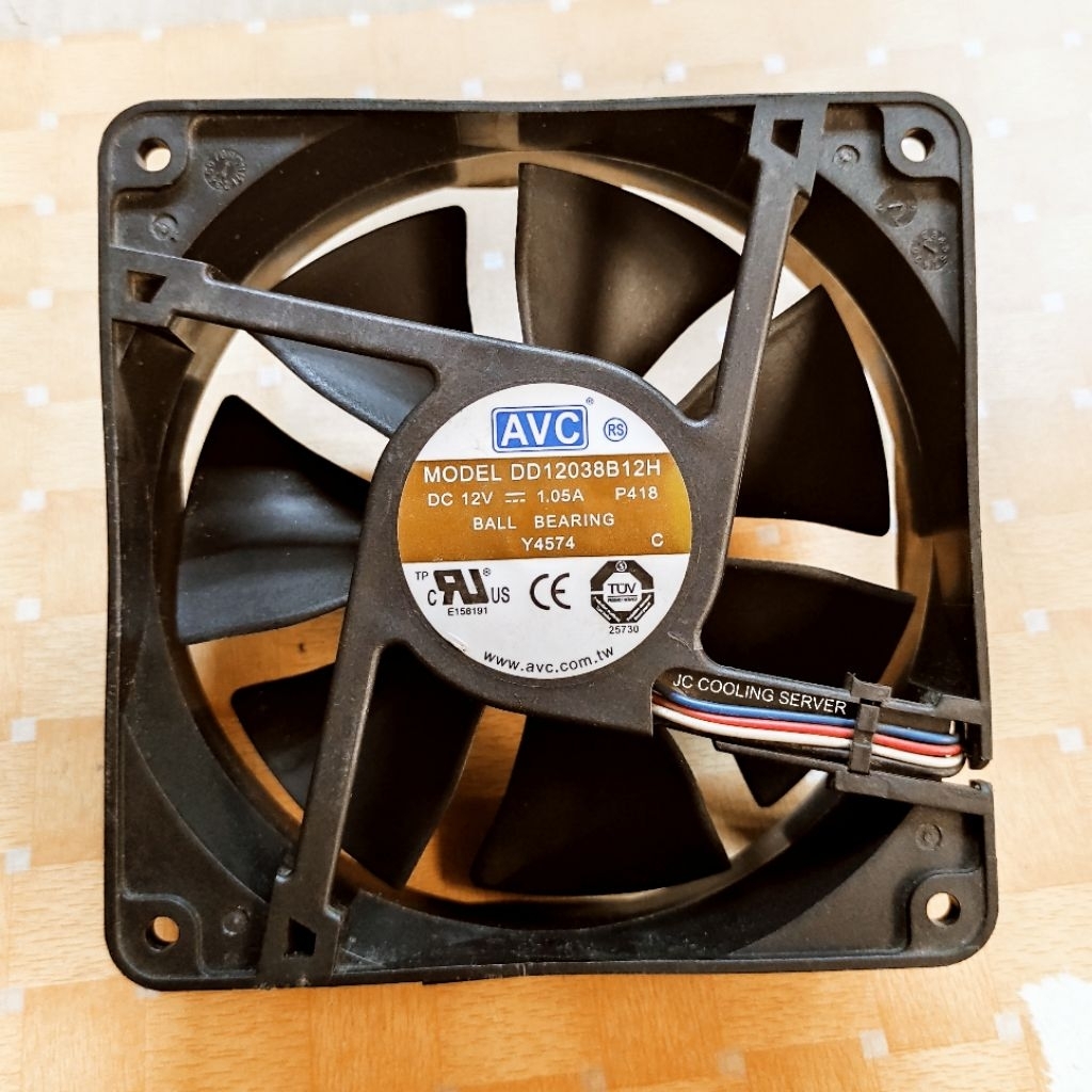 Fan Kipas High Speed 4000rpm AVC 12V 1.04A 4kabel 12cm 3,8cm Ball Bearing Made In Taiwan