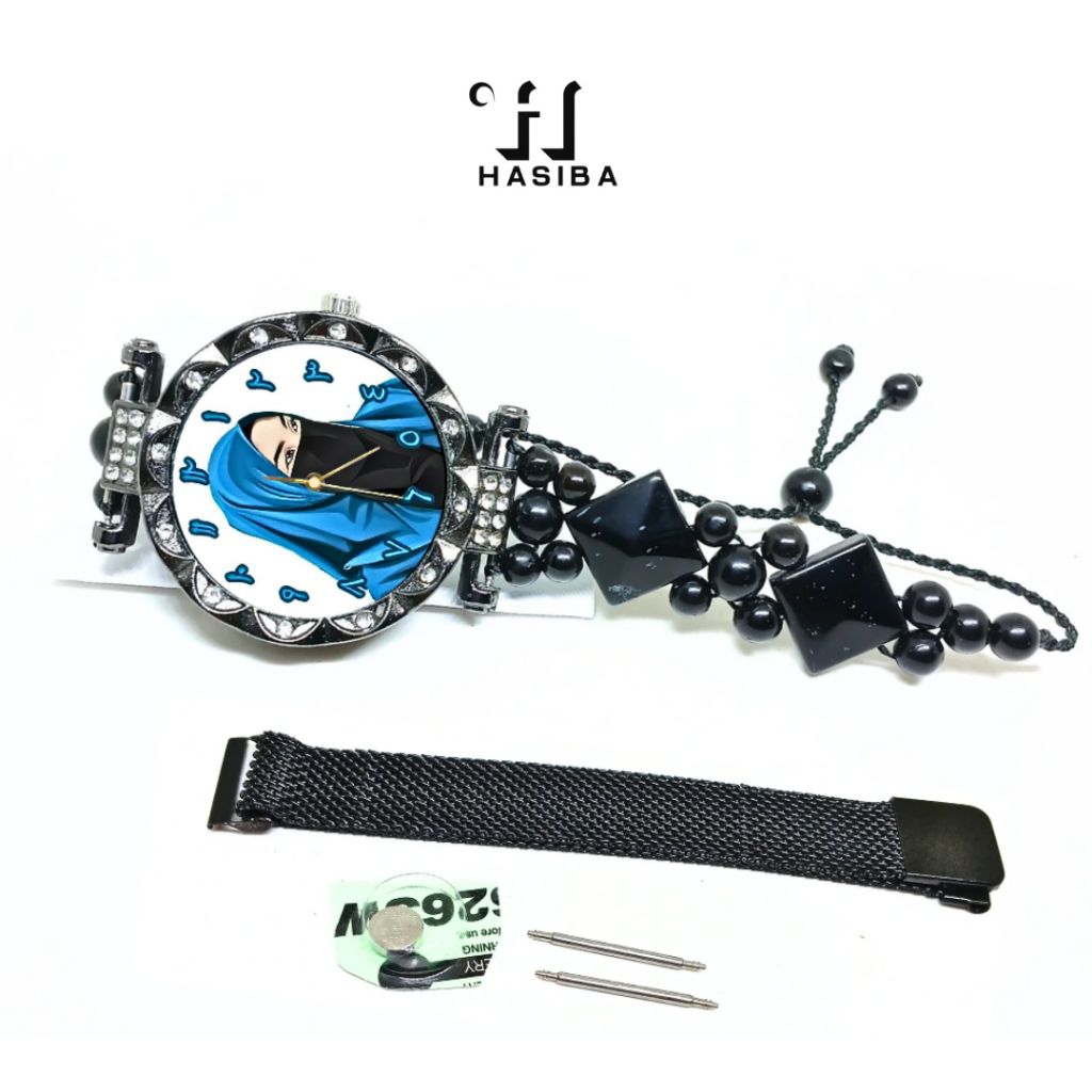 Jam kokka Wanita cewek Kaukah Kokkah Santriwati Bulat Hitam