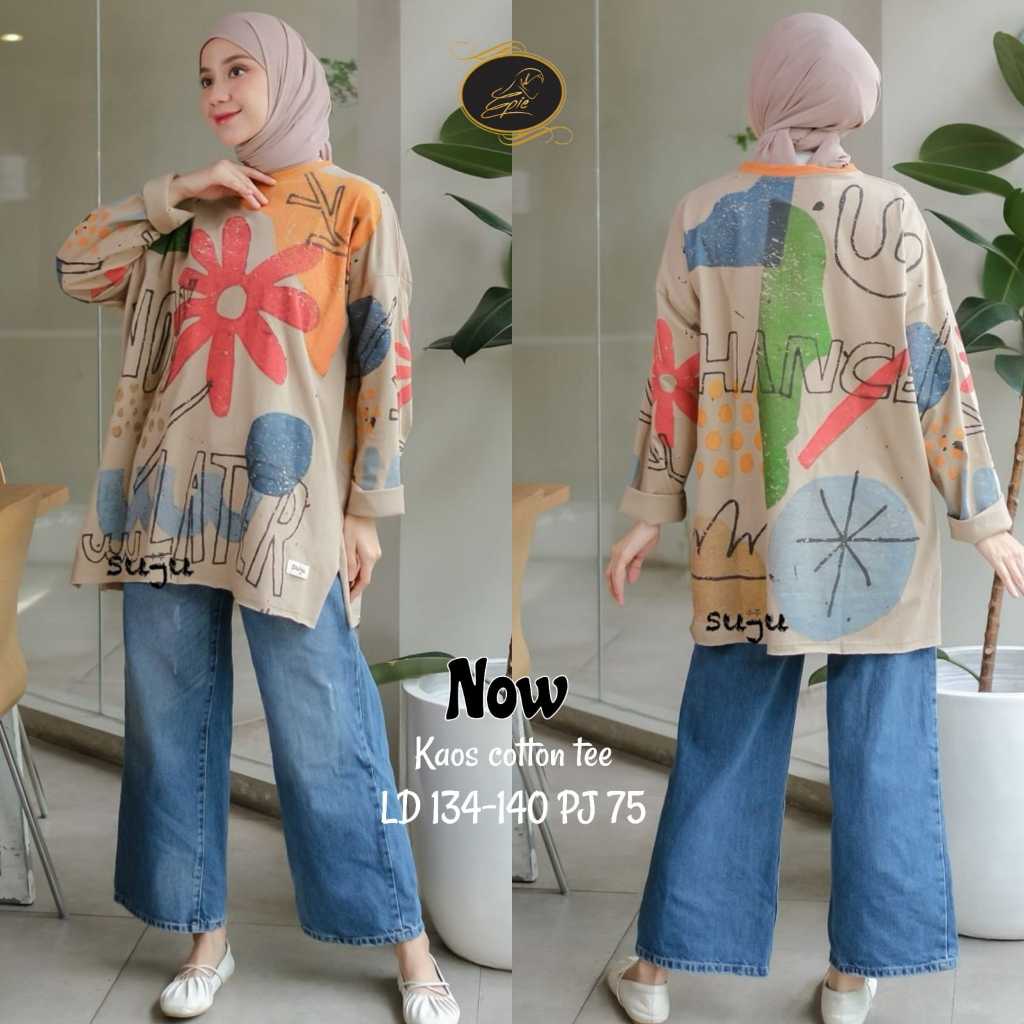 KAOS SUPER JUMBO WANITA LENGAN PANJANG MOTIF TERBARU PAKAIAN WANITA BAJU ATASAN