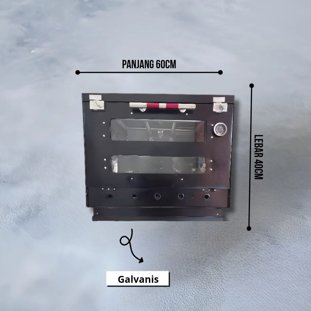 Oven Gas Serbaguna Stainless Steel | Galvanis Ukuran 60cm 75cm 80cm 90cm 100cm 120cm 150cm Siap Paka