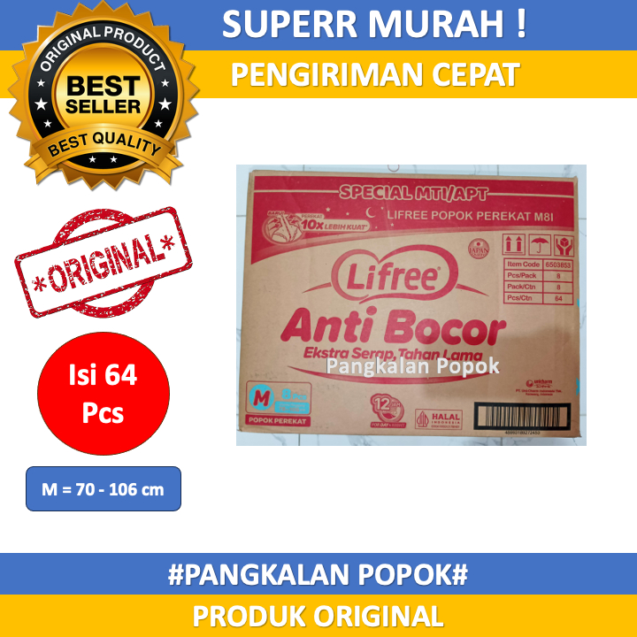 Lifree Popok Perekat Dewasa / Popok Dewasa Perekat Ukuran M8/L7/XL6 Isi 8 Bal/Karton