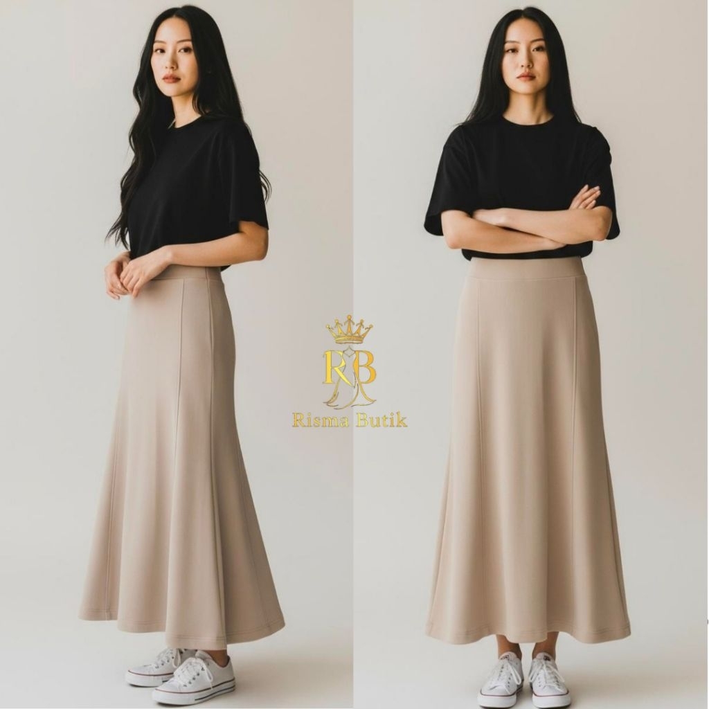 Rok MJ Marjorie Denim Twill Rok Wanita Kerja Casual