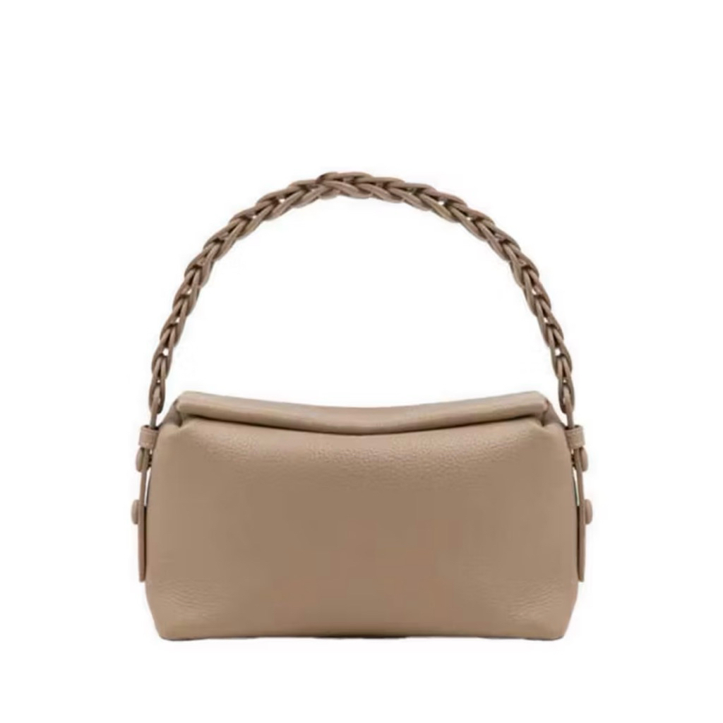 (PRELOVED) Pazzion Thanee Slouchy Chained Leather Handbag -Khaki tas second