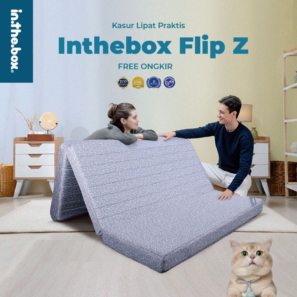 Kasur Lipat Lantai Tebal Empuk INTHEBOX Flip Z | Gratis Bantal & Tas Kasur Lipat