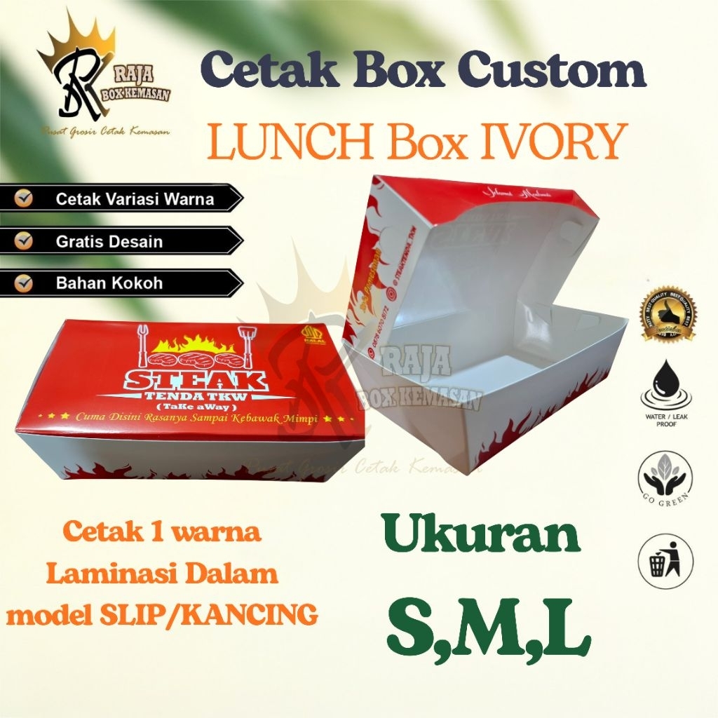 Grosir Box Lunch Box Ivory Premium Custom Cetak Desain dan Merek Sendiri / Box Makanan / Box Kue / S