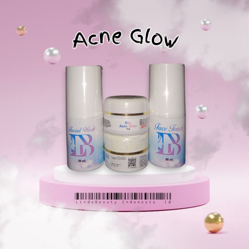 LindaBeauty Acne Glow Skincare LB Paket Lengkap 10 Gram Crem Siang & Malam 60ml Toner Sabun Meredaka