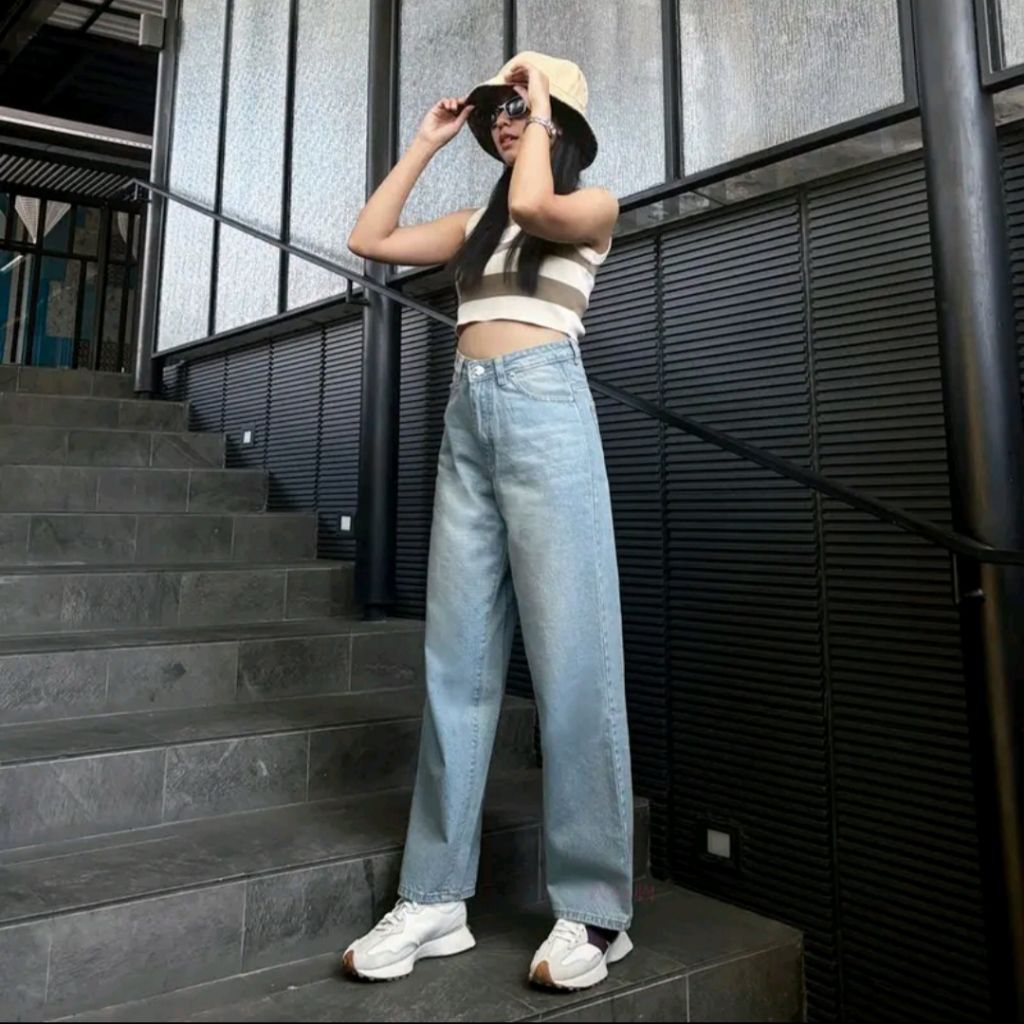 celana jeans highwaist kulot wanita kekinian/celana kulot wanita korean styl/highwaist kulot jeans t