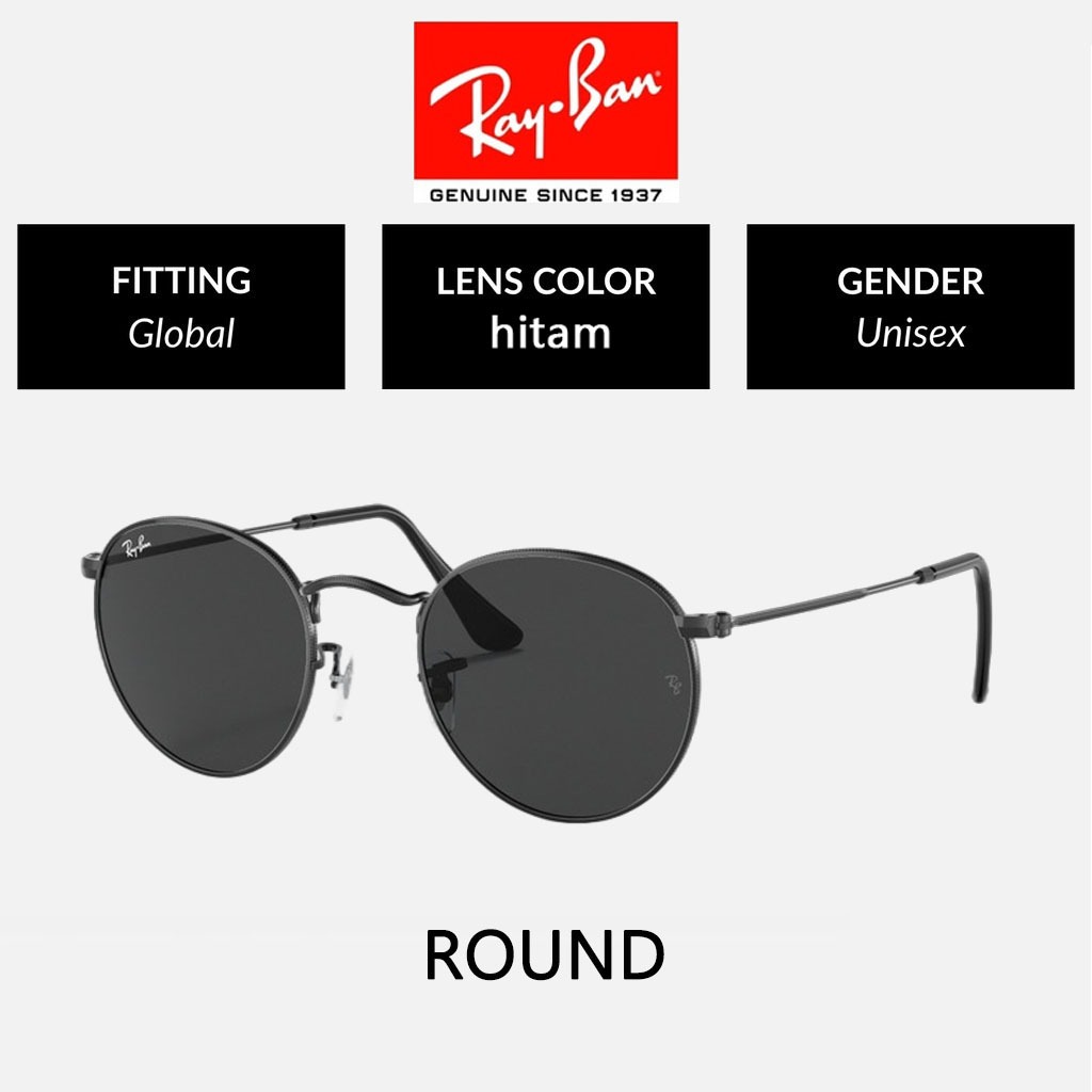 100% Original kacamata Ray-Ban Sunglasses Round RB3447 Global Fitting men/women/ori