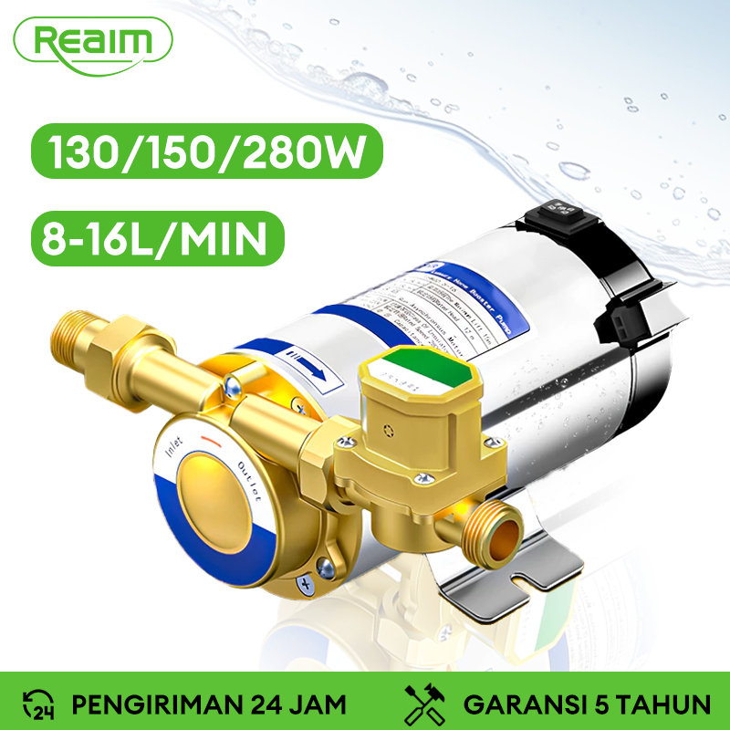 REAIM otomatis pompa air 130W Pompa Pendorong Rumah Tangga Penambah Tekanan Air untuk Shower & Water
