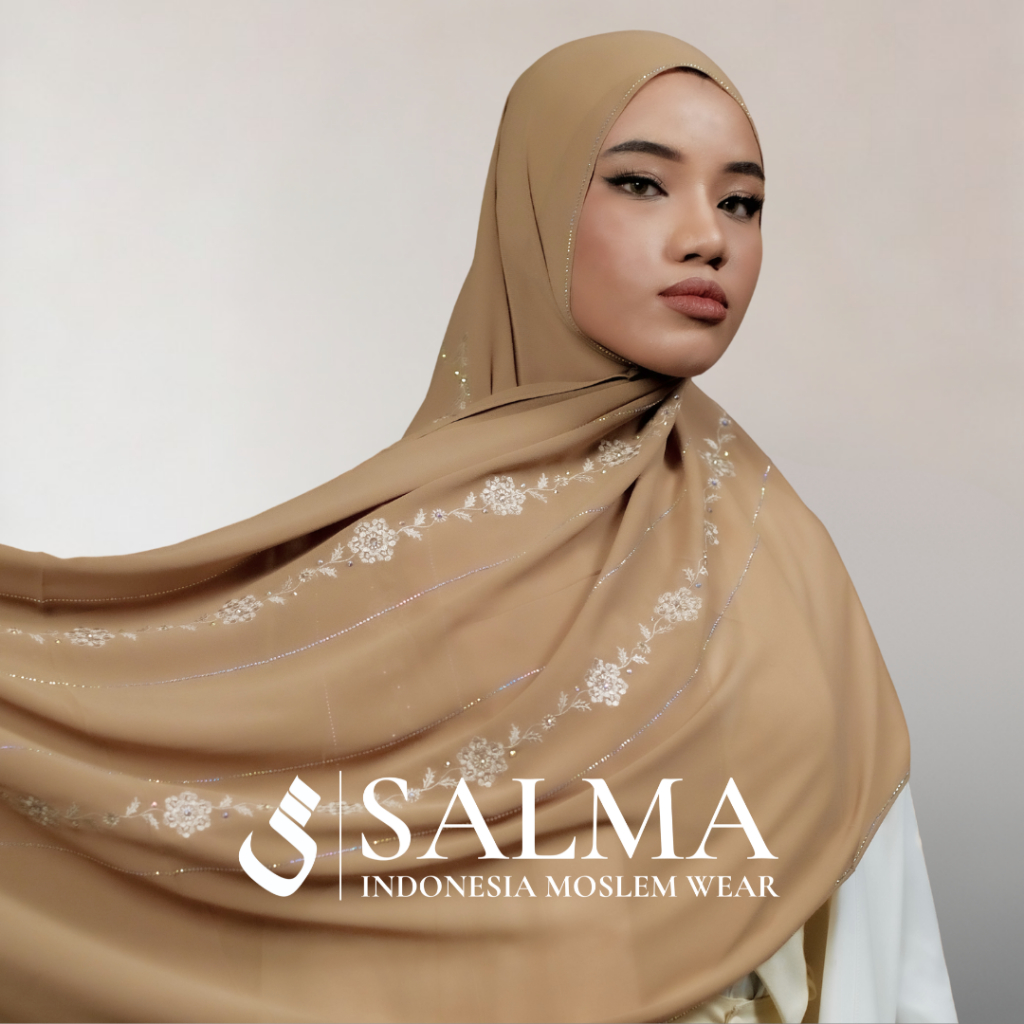 ABAYA SALMA - Pashmina Azza Bordir Mewah Chiffon Arab Premium