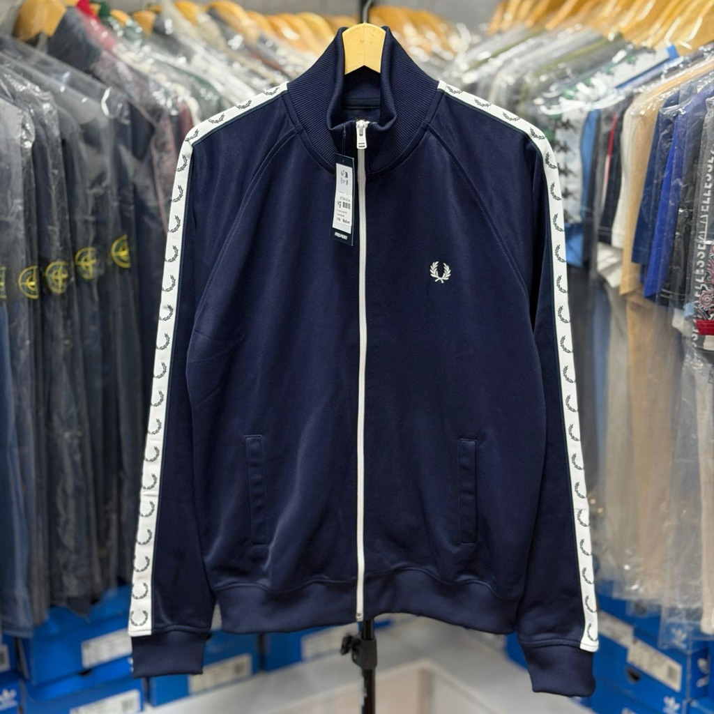 Tracktop Fred Perry Contrast Taped Carbon Blue BNWT Original 100% Size : M ( 68 X 55 ) L ( 70 X 57 )