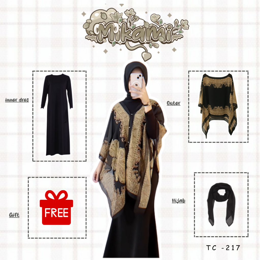 One Set Kondangan Terbaru  ( inner Dress + Outer + Hijab ) Outfit Remaja Kekinian SET TC-217