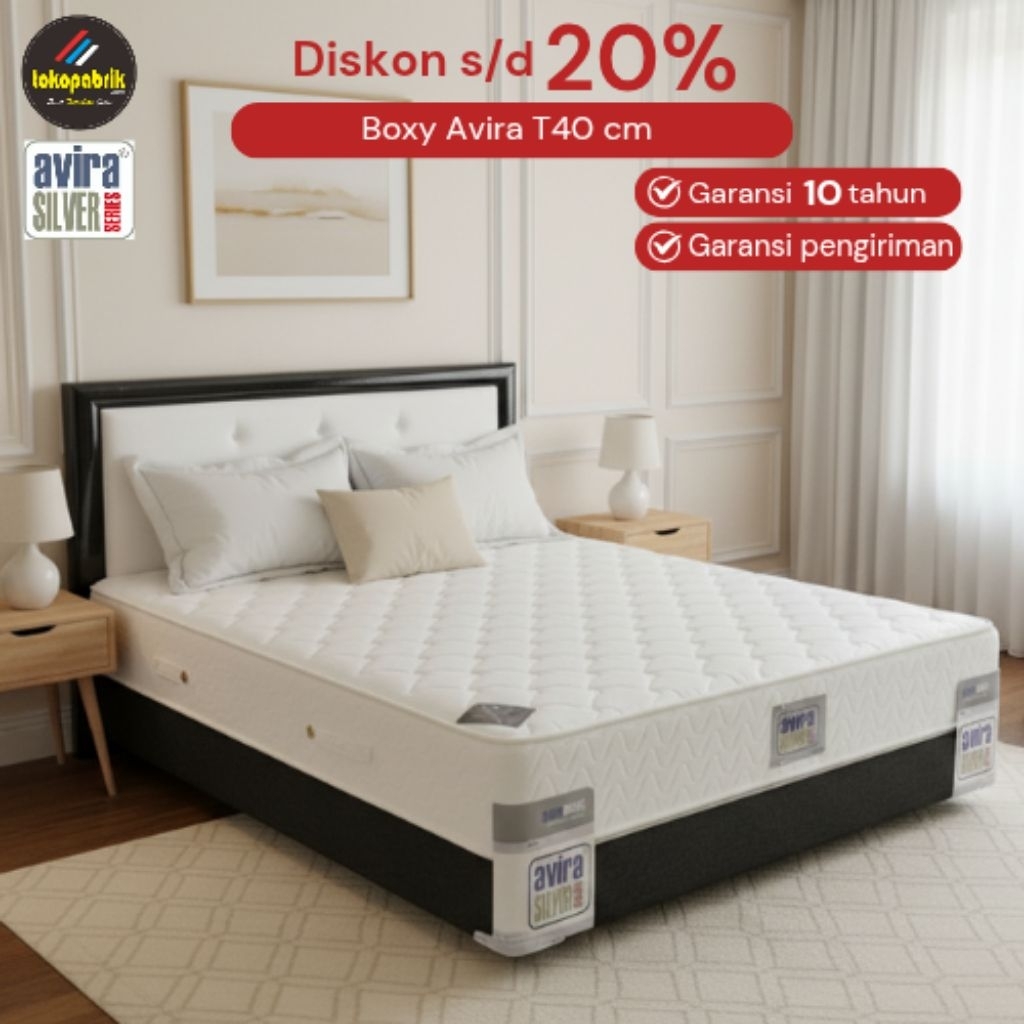 Boxy avira springbed + divan menyatu multibled avira springbed 160x200 divan springbed 180x200 kasur
